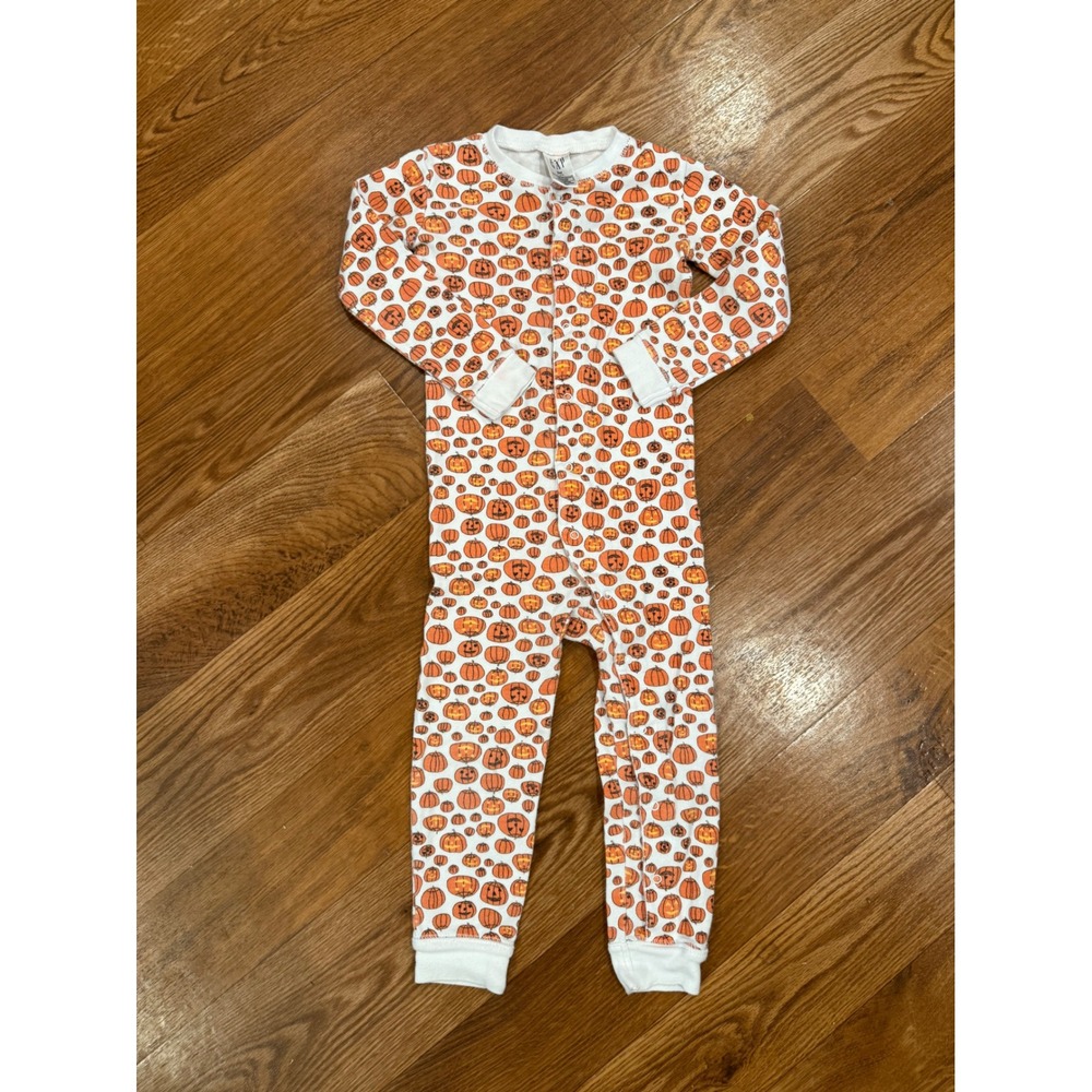Baby Gap Pumpkin Romper Toddler 3T Orange Vintage Halloween Jack O Lantern PJs